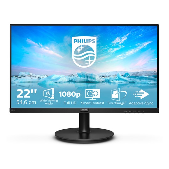 Monitor 22" Hdmi Vga Philips 221v8 Fhd 1920x1080 4ms 75hz Color Negro 3años Garantia