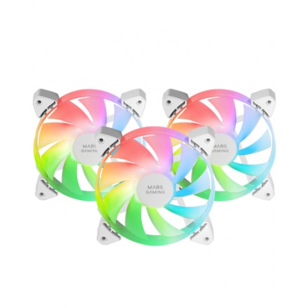 Kit 3xventilador Interno Argb Mars Gaming Mf-3a Kit Blanco 12x12cm Argb Rainbow