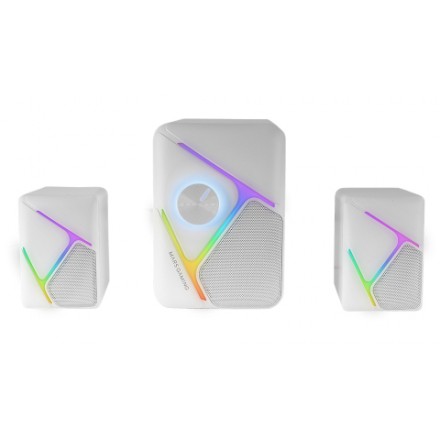 Altavoces 2.1 Mars Gaming Rgb Dinamico 35w 3d Surround Blancos Control De Volumen Alim. Usb Jack 3.5