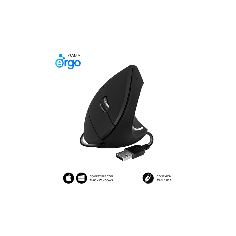 RATON SUBBLIM GLIDE VERTICAL ERGO WIRED BLACK