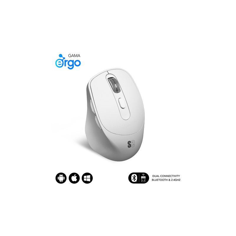 RATON SUBBLIM ERGO DUAL A BATERIA BLANCO