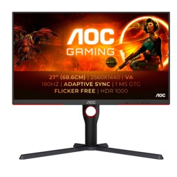 Monitor Aoc Gaming 27" Q27g3xmn 2 Hdmi Salida Audio Displayport Qhd 2560 X1440 180hz 1ms Vesa