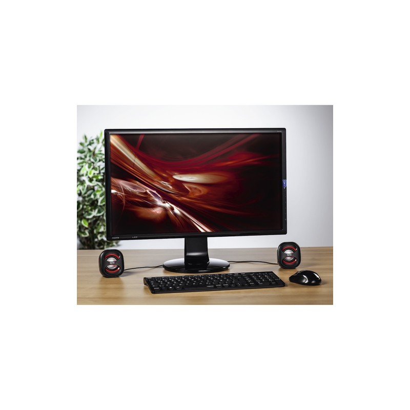 Altavoces 2.0 Hama Sonic Mobil 183 Jack 3.5mm Alimentado Por Usb Entrada Para Auriculares Control De Volumen Color Negro Rojo