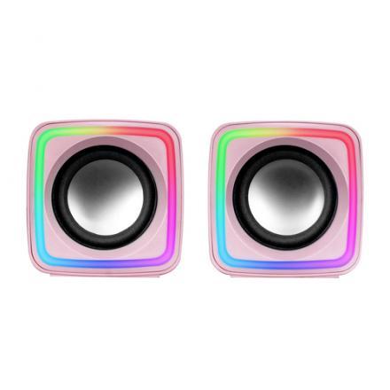 Altavoces 2.0 Mars Gaming Mscube Pink 8w Rms Sonido Dsp Espacial Iluminacion Rgb