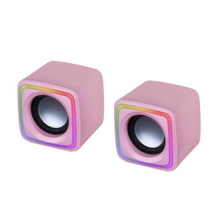 Altavoces 2.0 Mars Gaming Mscube Pink 8w Rms Sonido Dsp Espacial Iluminacion Rgb