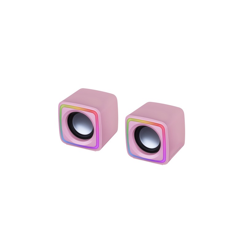 Altavoces 2.0 Mars Gaming Mscube Pink 8w Rms Sonido Dsp Espacial Iluminacion Rgb