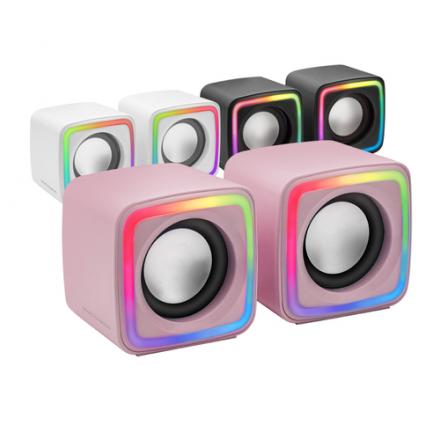 Altavoces 2.0 Mars Gaming Mscube Pink 8w Rms Sonido Dsp Espacial Iluminacion Rgb