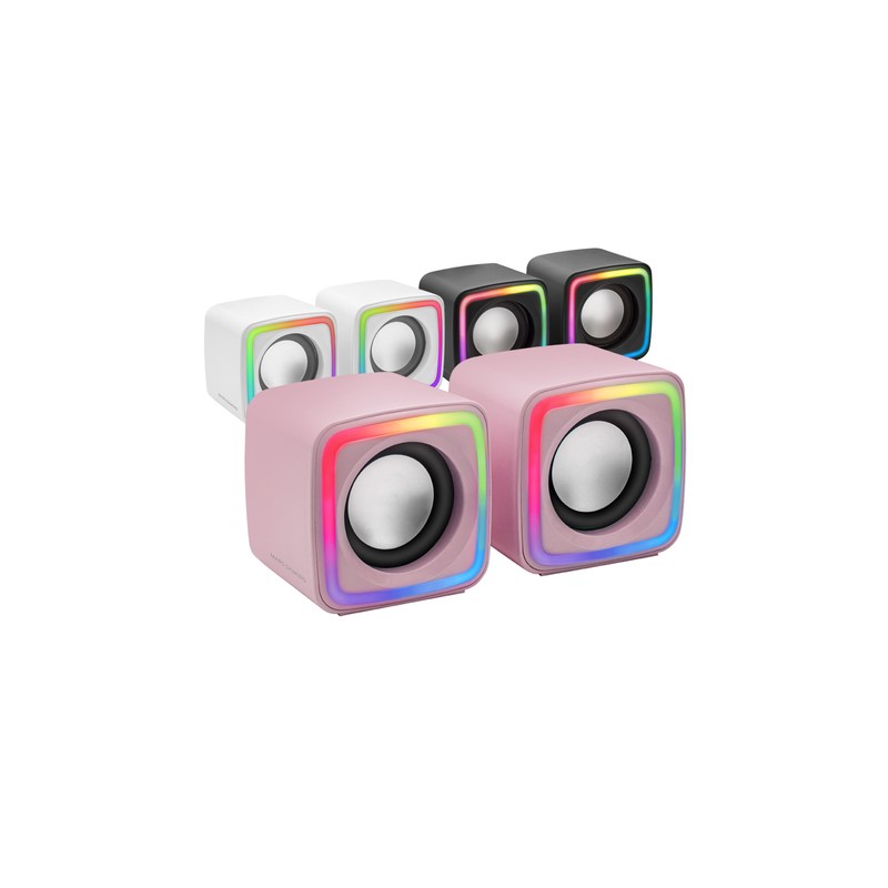 Altavoces 2.0 Mars Gaming Mscube Pink 8w Rms Sonido Dsp Espacial Iluminacion Rgb