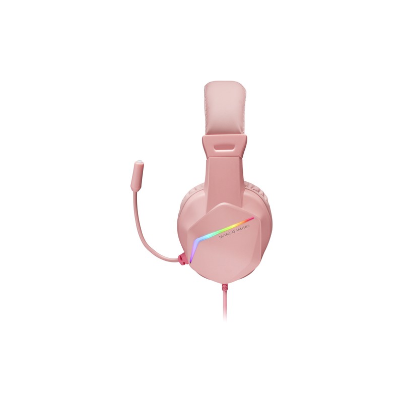 Headset Mars Gaming Mh122 Pink Ultra Ligeros 184g Drivers De Neodimo 50mm Microfono Flexible Jack 3.5mm Simple Y Doble Ilumin