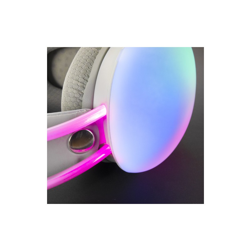 Headset Mars Gaming Mh-glow Pink Jack 3.5mm Y Alimentacion Por Usb Iluminacion 360º Chroma En Diadema Y Auriculares Sonido Ul