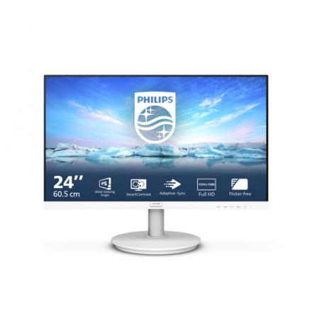 Monitor 24" Hdmi Vga Philips 241v8aw Ips Fhd 75hz 250 Cd/m 4ms Altavoces Vesa 100x100 Color Blanco