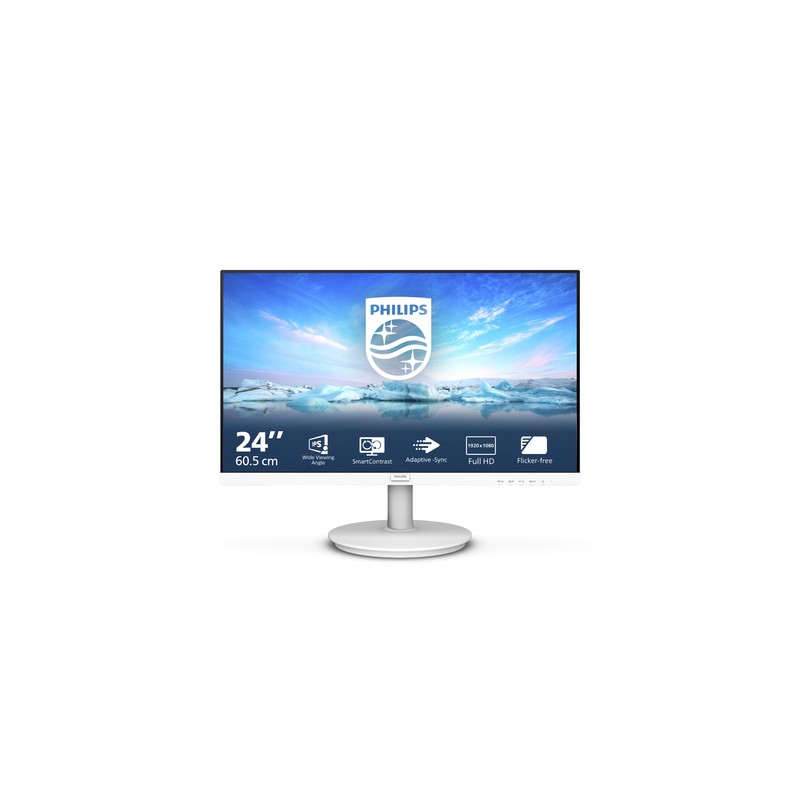 Monitor 24" Hdmi Vga Philips 241v8aw Ips Fhd 75hz 250 Cd/m 4ms Altavoces Vesa 100x100 Color Blanco