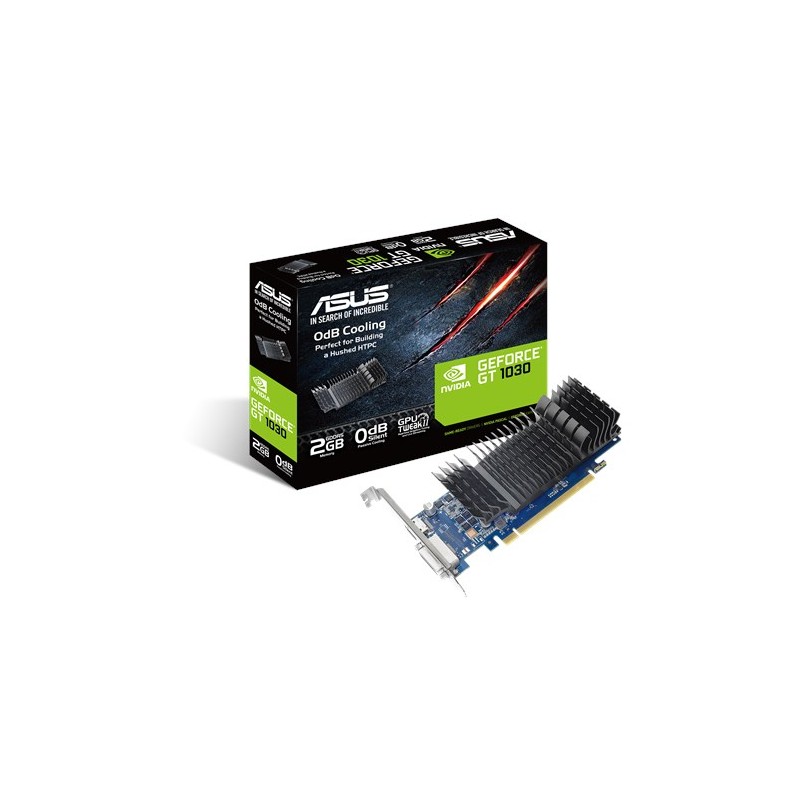 Vga Asus Gt1030-sl-2g-brk (perfil Bajo) Hdmi Dvi 1920x1200 Clock : 1506 Mhz Memory 6008 Mhz 64bit, Sin Ventilador