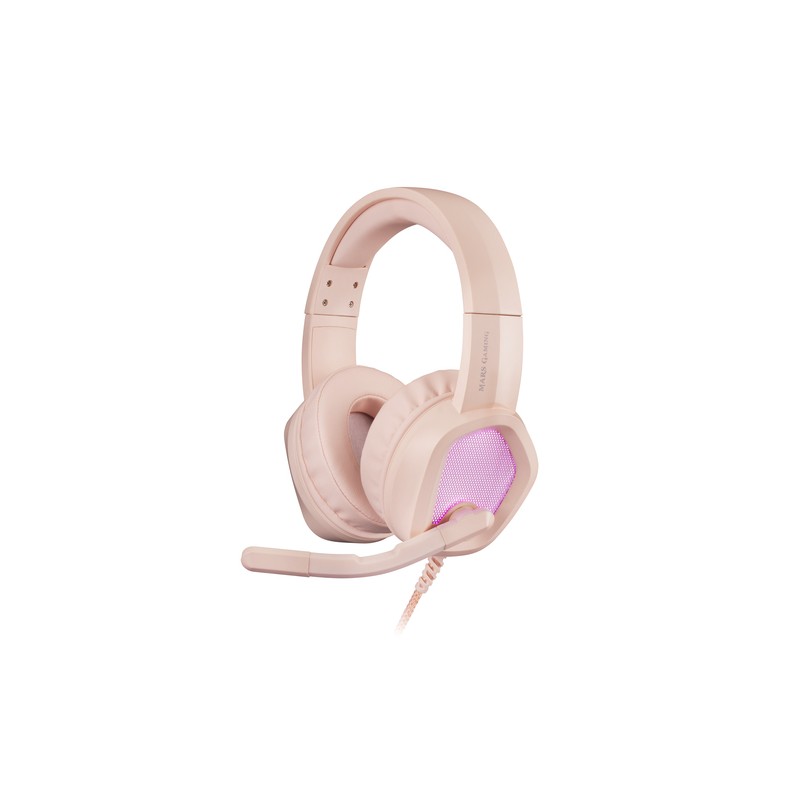 Headset Mars Gaming Mh320 Pink Hi-fi Ultra-bass 3d Jack 3.5mm Iluminacion Rgb Flow (alimentada Por Usb) Micro Con Cancelacion