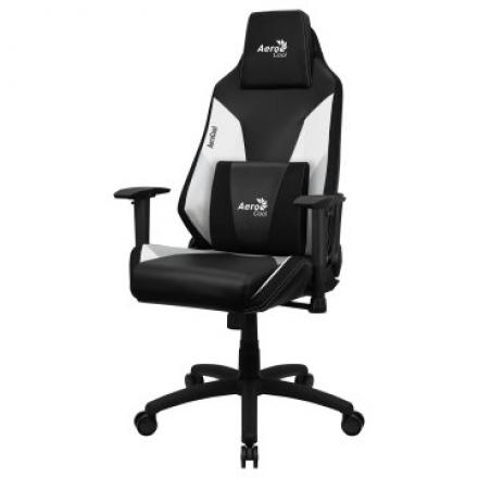 Silla Gamer Aerocool Admiral Diseño Gaming Profesional Negra Con Detalles En Blanco Sistema Air Reposabrazos 2d Cojin Lumbar
