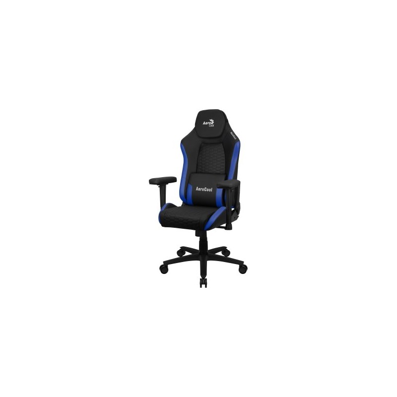 Silla Gaming Aerocool Crown Diseño Premium Cuero Sintetico Aeroweave Negra Con Detalles En Azul Reposabrazos 2d Cojin Lumbar
