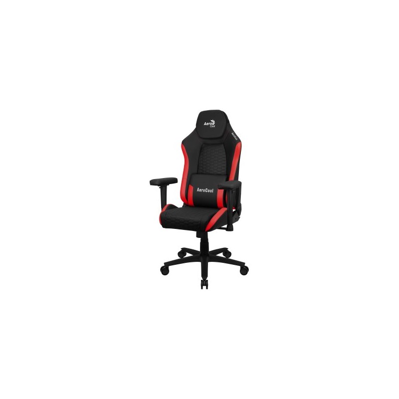 Silla Gaming Aerocool Crown Diseño Premium Cuero Sintetico Aeroweave Negra Con Detalles En Rojo Reposabrazos 2d Cojin Lumbar