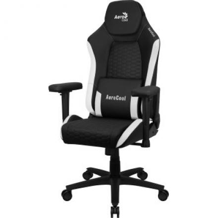 Silla Gaming Aerocool Crown Diseño Premium Cuero Sintetico Aeroweave Negra Con Detalles En Blanco Reposabrazos 2d Cojin Lumba