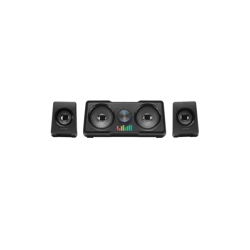 Altavoces 2.2 Mars Gaming Ms22 Sistema De Doble Subwoofer 35w Rgb Flow Conexion Jack 3.5mm Color Negro Alimentacion Por Usb