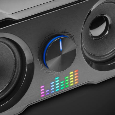 Altavoces 2.2 Mars Gaming Ms22 Sistema De Doble Subwoofer 35w Rgb Flow Conexion Jack 3.5mm Color Negro Alimentacion Por Usb