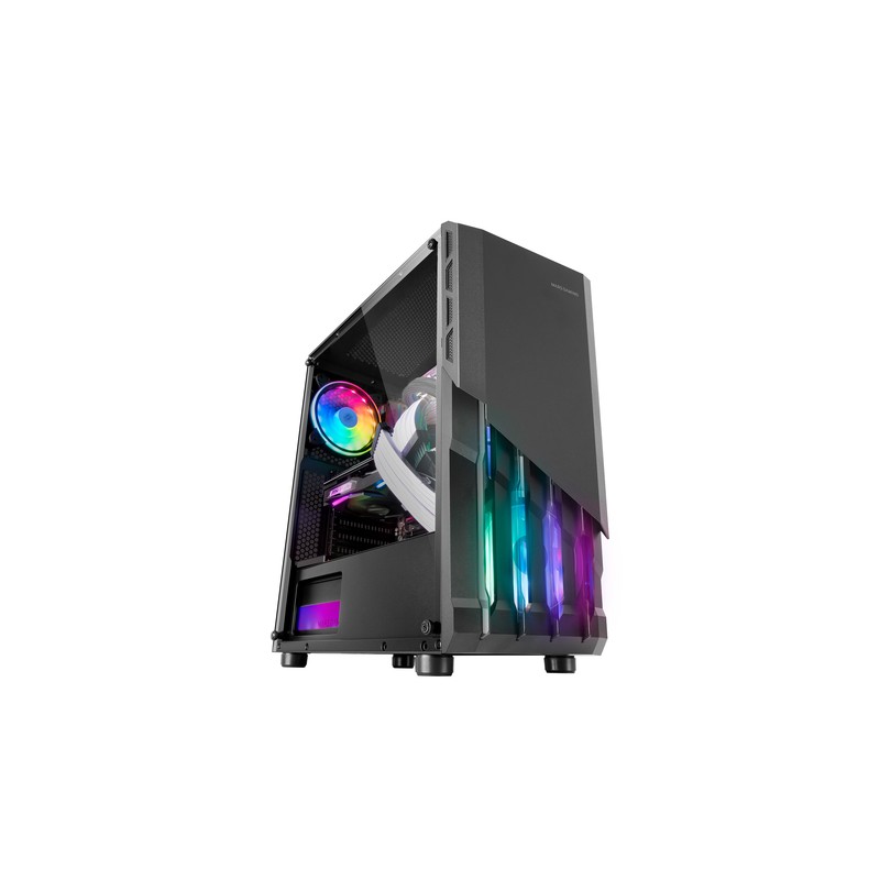 Caja Atx Semitorre Gaming Mars Gaming Mc-x2 Black Frontal En Acero Ventiladores Frgb Sin Fuente De Alimentacion