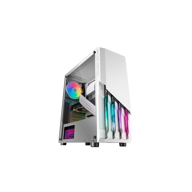 Caja Atx Semitorre Gaming Mars Gaming Mc-x2 White Frontal En Acero Ventiladores Frgb Sin Fuente De Alimentacion