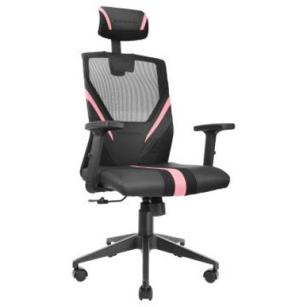 Silla Ergonomica Mars Gaming Mgc-ergo Negra Con Detalles En Rosa Respaldo En Malla Transpirable Ajuste Lumbar-cervical-reposa