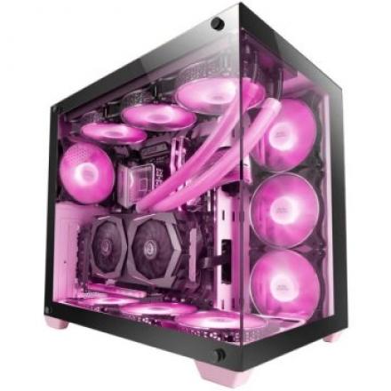 Caja E-atx Torre Gaming Mars Gaming Mcv4 Pink Xxl Premium Custom Doble Ventana De Cristal Templado Continuo Sin Fuente De Ali