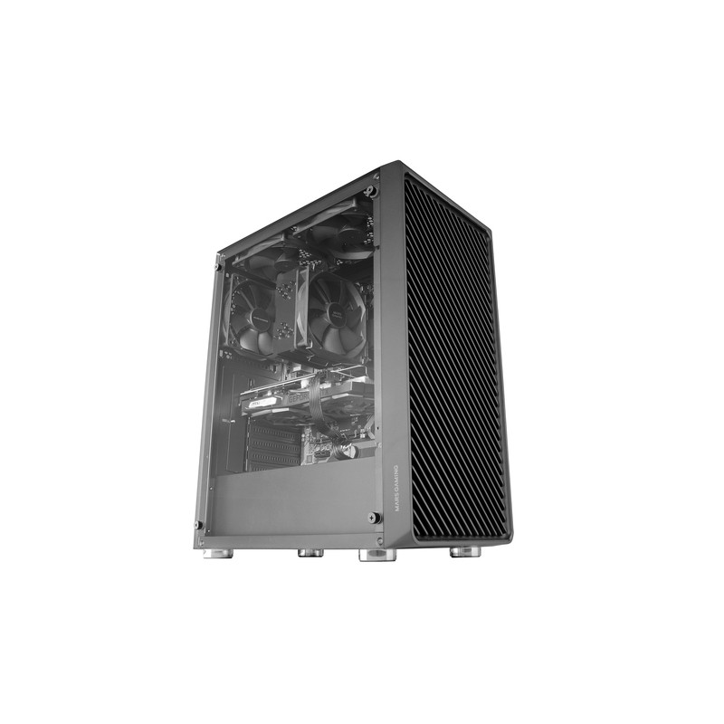 Caja Atx Semitorre Gaming Mars Gaming Mc-3000 Black Frontal Metal Mesh Lateral De Cristal Templado Sin Fuente De Alimentacion