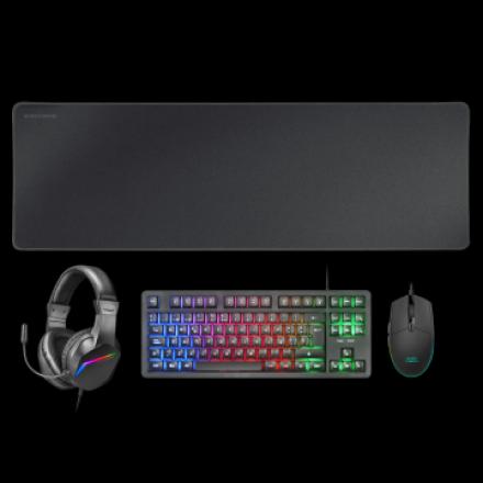 Pack Teclado Mouse Headset Y Alfombrilla Mars Gaming Mcp-rgb3 Black Teclado Tkl H-mech Red Mouse Rgb Flow 3200dpi Headset Frg