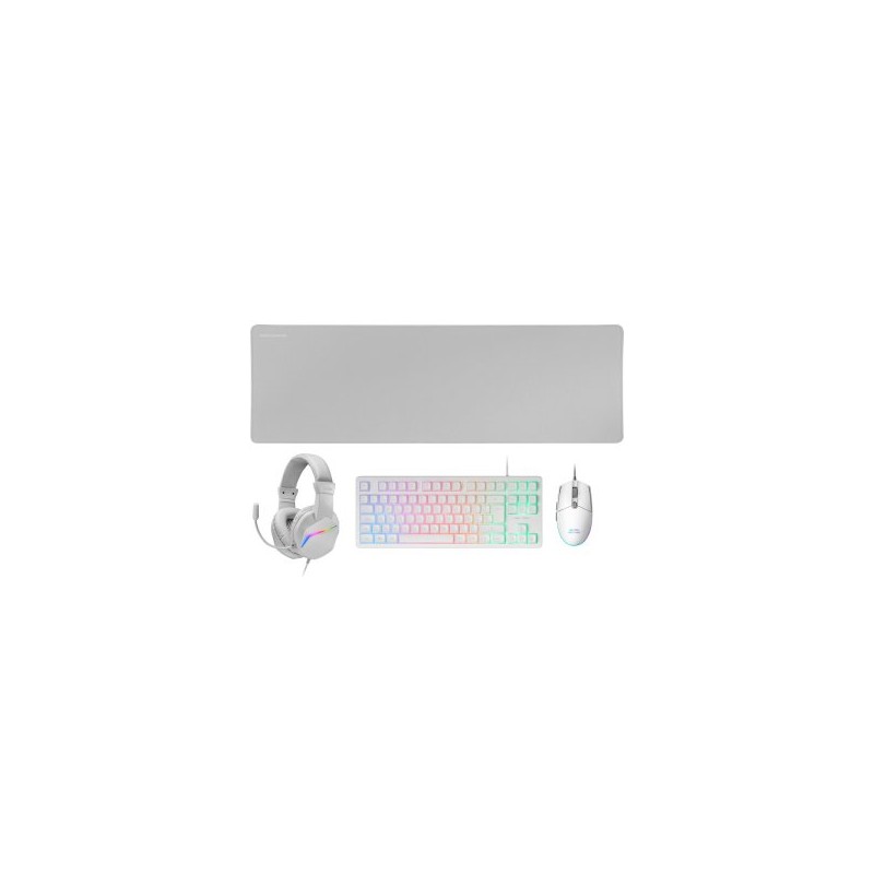 Pack Teclado Mouse Headset Y Alfombrilla Mars Gaming Mcp-rgb3 White Teclado Tkl H-mech Red Mouse Rgb Flow 3200dpi Headset Frg