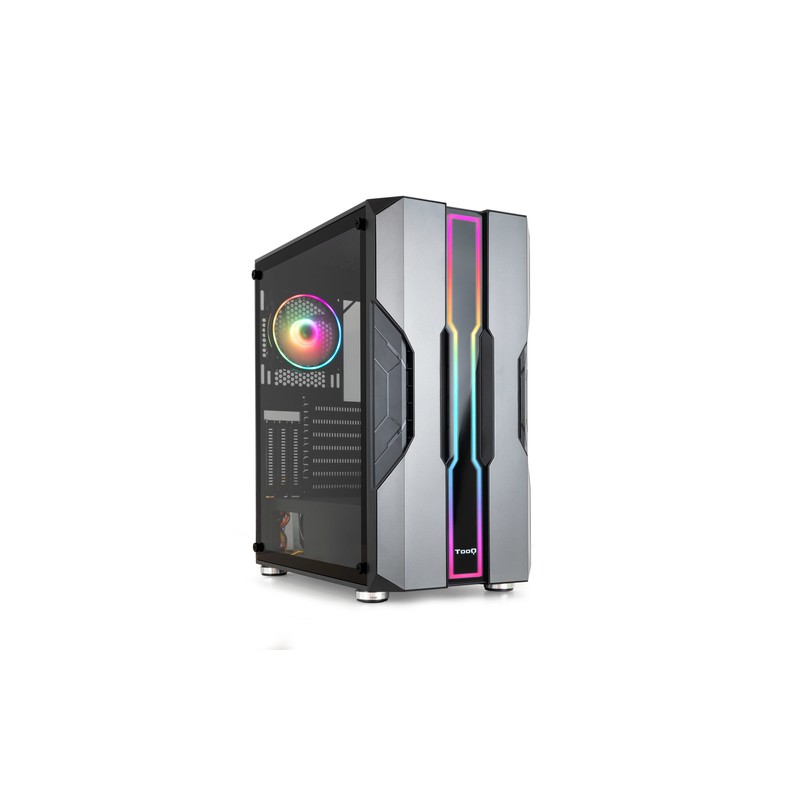 Caja Atx Semitorre Gaming Tooq Tqgcc103-b "nightcity" Negra Eatx/atx/micro Atx/mini Tx Frontal Led Argb Ventana Lateral Crist