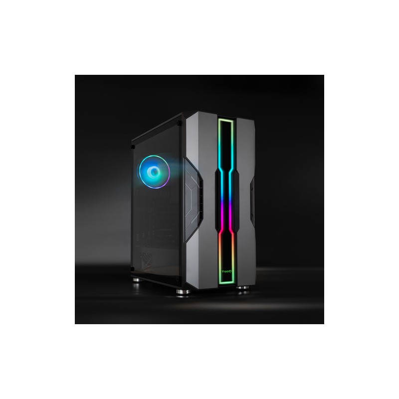 Caja Atx Semitorre Gaming Tooq Tqgcc103-b "nightcity" Negra Eatx/atx/micro Atx/mini Tx Frontal Led Argb Ventana Lateral Crist
