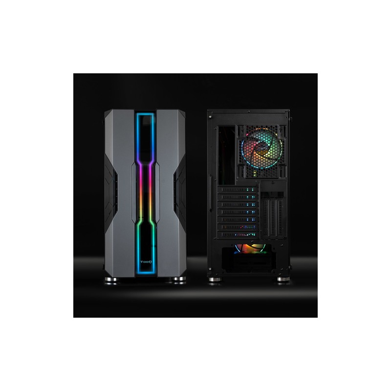 Caja Atx Semitorre Gaming Tooq Tqgcc103-b "nightcity" Negra Eatx/atx/micro Atx/mini Tx Frontal Led Argb Ventana Lateral Crist