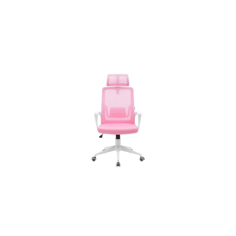 Silla Ergonomica Mars Gaming Mgcergolitewpk Rosa Con Detalles En Blanco Respaldo En Malla Transpirable Ajuste Lumbar-cervical