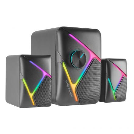 Altavoces 2.1 Mars Gaming Rgb Dinamico 35w 3d Surround Negros Control De Volumen Alim. Usb Jack 3.5
