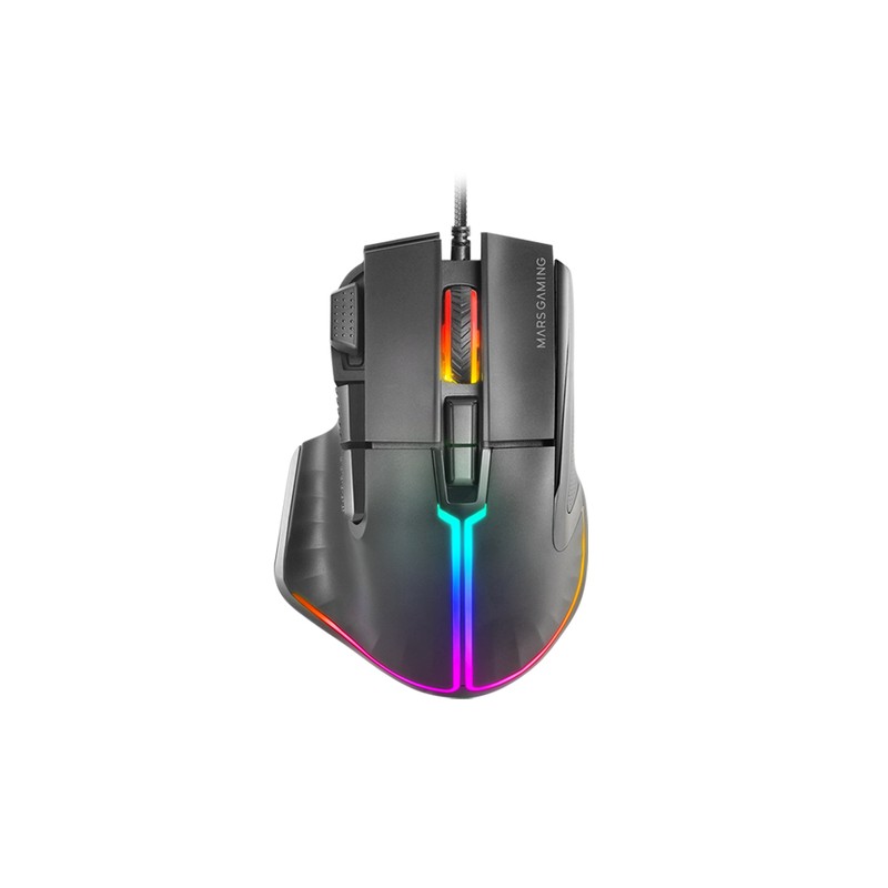 Mouse Mars Gaming Mm-xt Black 9b 12800dpi Rgb Cable Feather Paracord