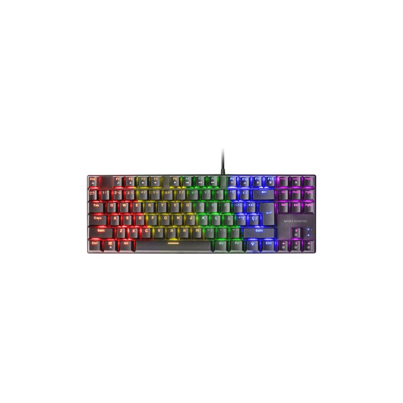 Teclado Mecanico Compackto Tkl Mars Gaming Mk80 Italiano Black Iluminacion 12efecto Switch Rojo Rgb Pr De 1000hz Anti-ghostin