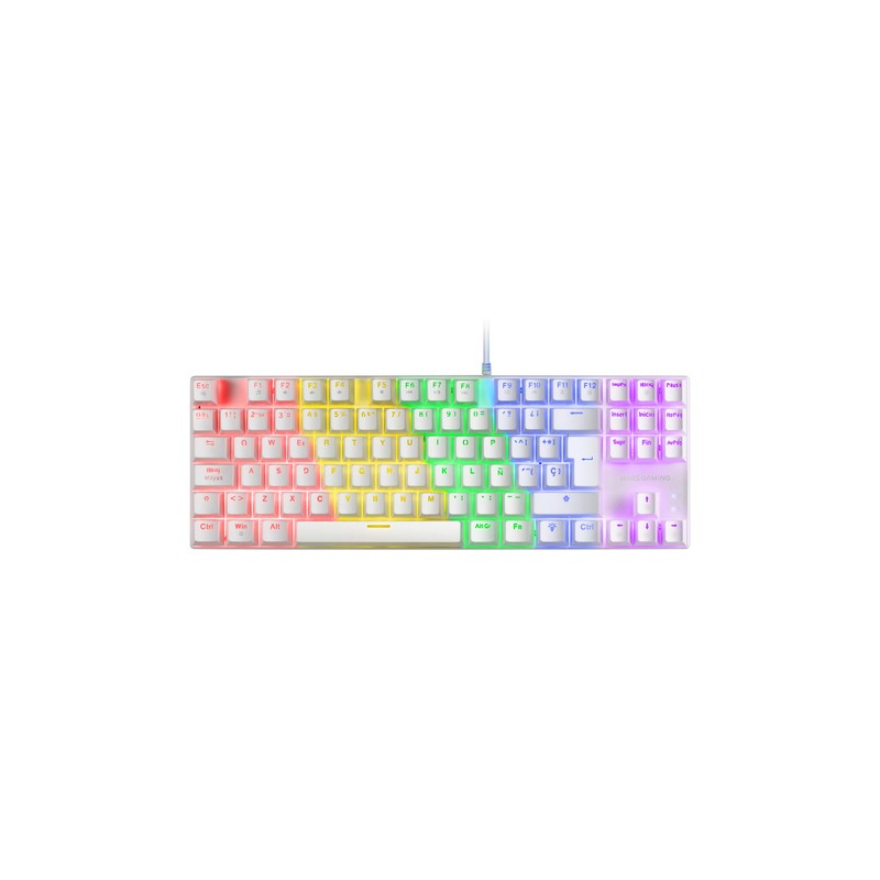 Teclado Mecanico Compackto Tkl Mars Gaming Mk80 Italiano White Iluminacion 12efectos Switch Rojo Rgb Pr De 1000hz Anti-ghosti