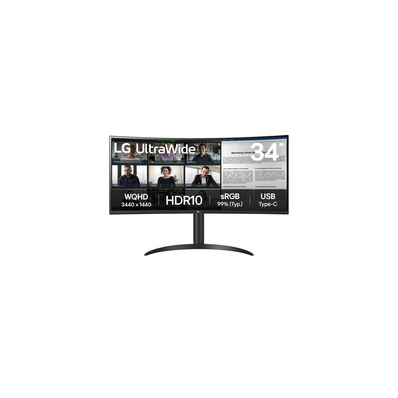 Lg 34wr50qk-b monitor 34" wqhd 2xhdmi dp curvo