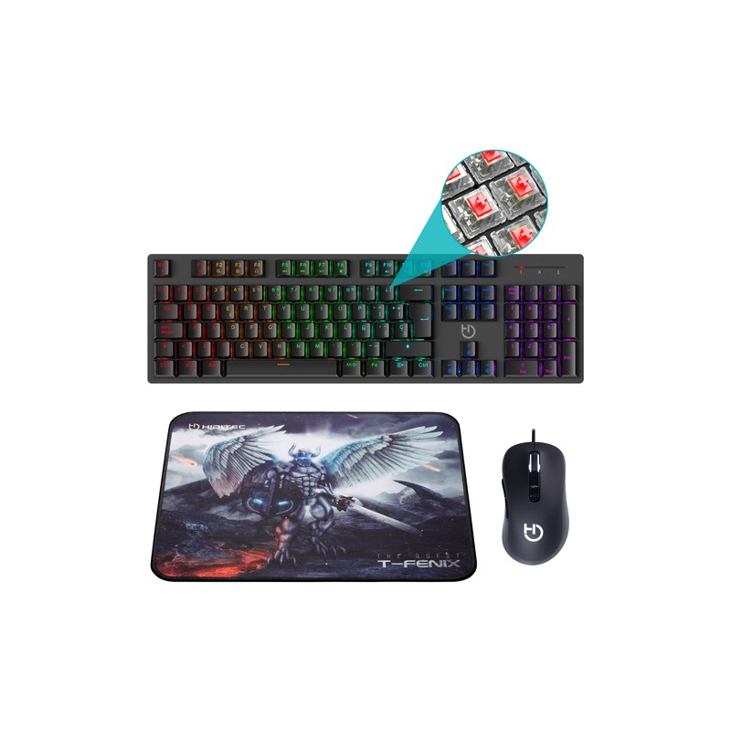 PACK HIDITEC TECLADO GAMING GK400+RATON BLITZ + ALFOMBRILLA T-FENIX M