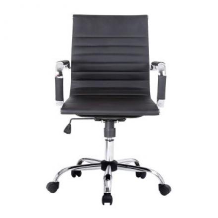 Silla De Oficina Equip Respaldo Medio Color Negro Recubrimiento Pu De Alta Calidad Ergonomica