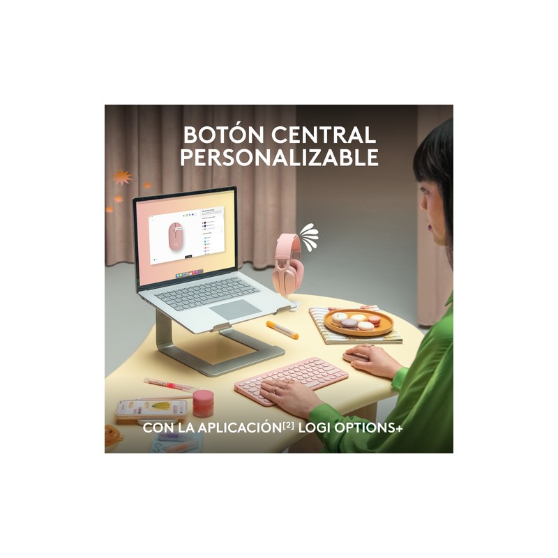 RATON LOGITECH PEBBLE MOUSE M350S ROSA BLUETOOTH