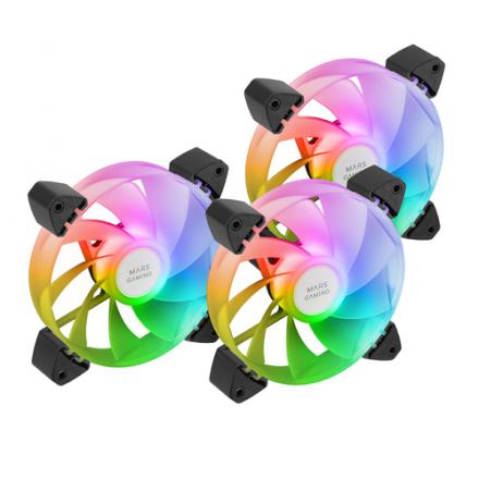 Kit 3xventilador Interno Argb Mars Gaming Mf-3ar Kit Negro 12x12cm Argb Rainbow Aspas Invertidas