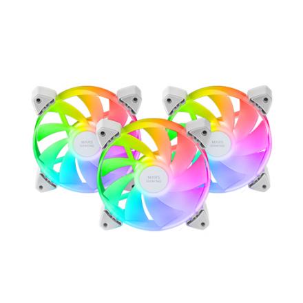 Kit 3xventilador Interno Argb Mars Gaming Mf-3arw Kit Blanco 12x12cm Argb Rainbow Aspas Invertidas