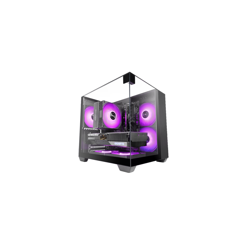 CAJA MICROATX GAMING MARS GAMING MCVISIONM TRIPLE CRISTAL TEMPLADO GPU 330mm 1x3.5 1x2.5 NEGRO