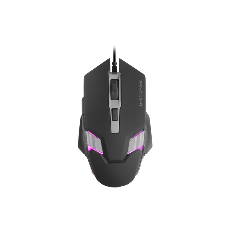 MOUSE MARS GAMING MM024 RGB FLOW 4000 DPI AJUSTABLE 6 BOTONES MECANICOS HUANO COLOR NEGRO
