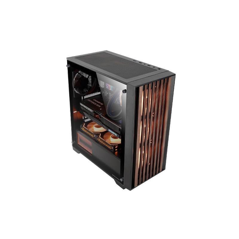 CAJA ATX SEMITORRE MARS GAMING MCWOODC FRONTAL MADERA CRISTAL TEMPLADO 2x3.5 3x2.5 GPU 365mm