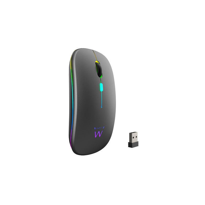 Ewent ratón inalámbrico recarg. dual bt/wifi, rgb