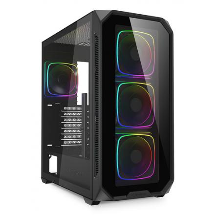 CAJA GAMING SHARKOON AK5G RGB ATX NEGRO 4XVENT 120MM 3XUSB SN FUENTE